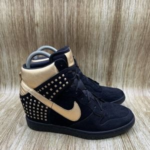 Nike Dunk Sky Hi Gold Stud Black Gold Suede 615873-001 Shoes Women’s Size 8